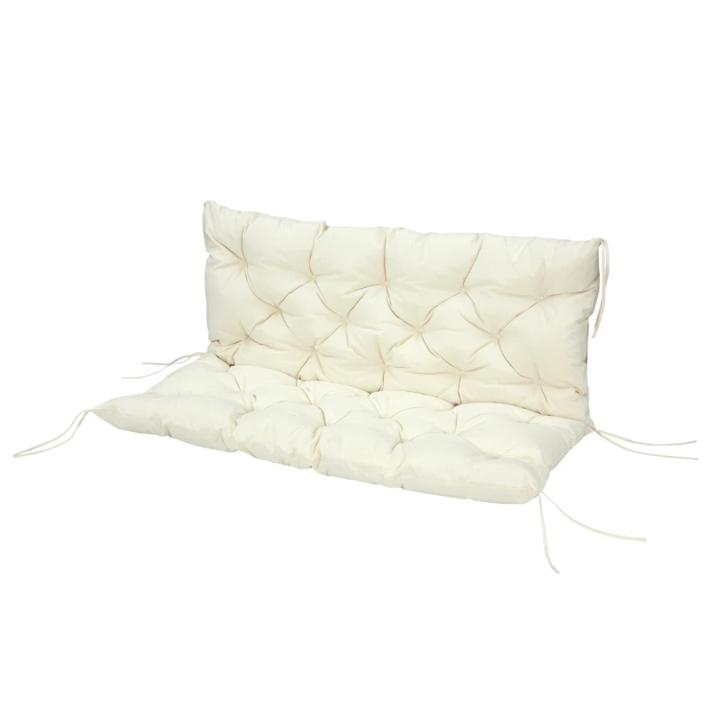 Outsunny 2 Seater Garden Bench Cushion, Soft Thick Outdoor Non-Slip 2 Seater Soft Pad With Backrest for Garden Patio, 52" x 43" x 4", Beige