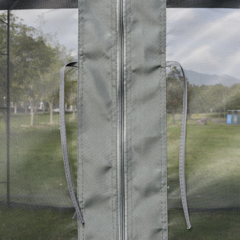 Outsunny 10' x 10' Steel Outdoor Patio Gazebo Canopy with Removable Mesh Curtains, Display Shelves, & Steel Frame, Grey