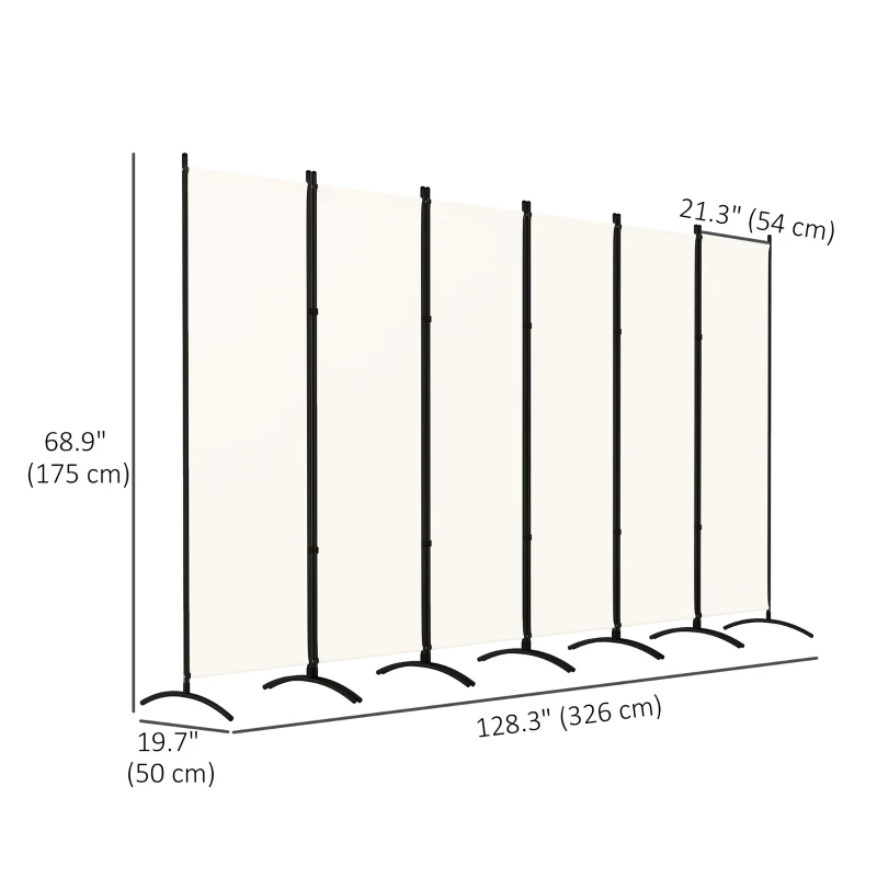 Outsunny 6 Panel Folding Room Divider, UV30+ Privacy Screen, Indoor Outdoor Privacy Panel with Stable Base, Beige