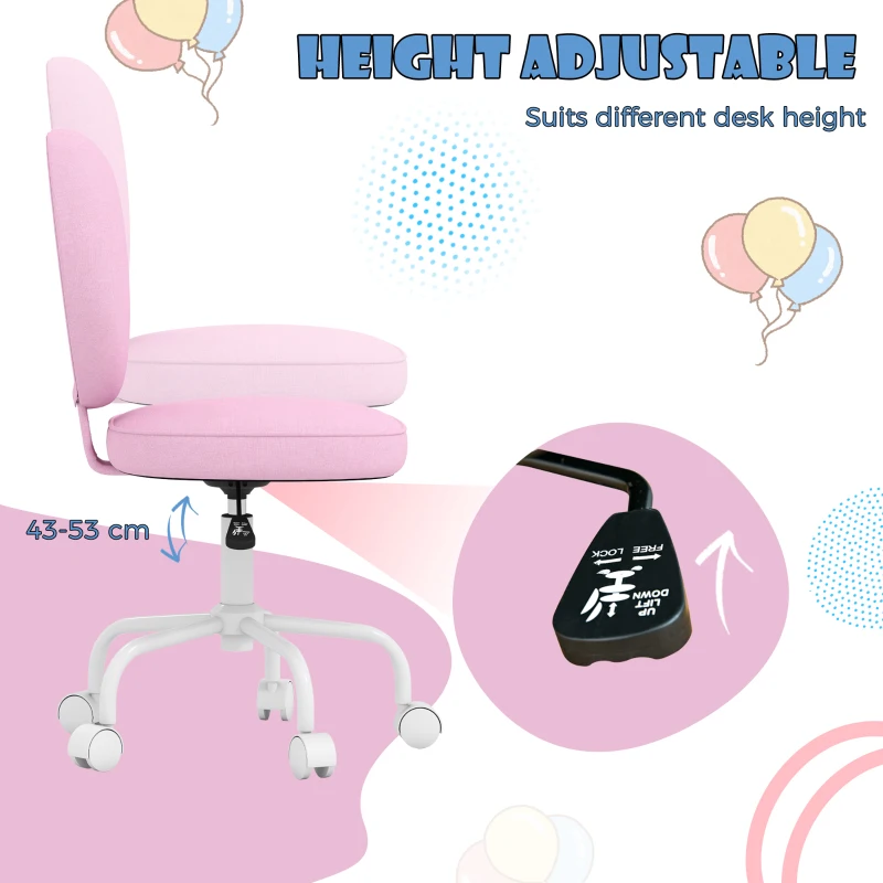 HOMCOM Heart Love Shaped Back Design Office Chair with Adjustable Height, Pink