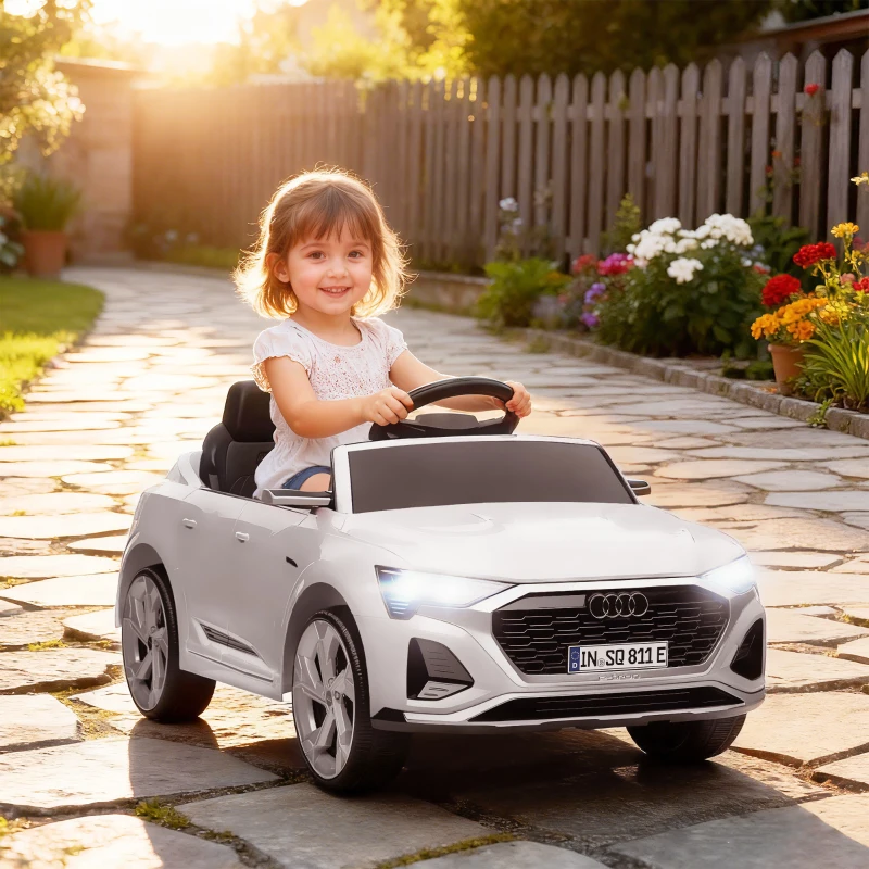 Qaba 12V Battery Powered Kids Electric Car, Audi Q8 etron Sportback Licensed Ride on Car w/ Remote Control, White