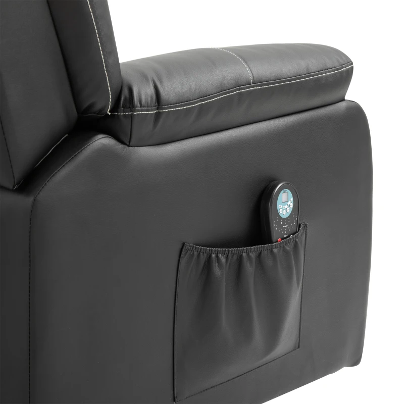 HOMCOM Vibrating Massage PU Leather Recliner Chair, Footrest with Remote Control, and 8 Massaging Points, Black