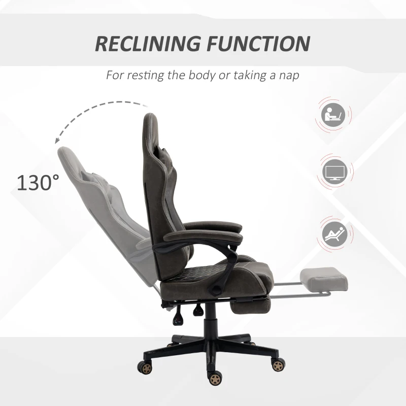 Vinsetto Racing Gaming Chair,  PU Leather Gamer Chair with High Back, Footrest, Lumbar Support, Adjustable Height, Brown