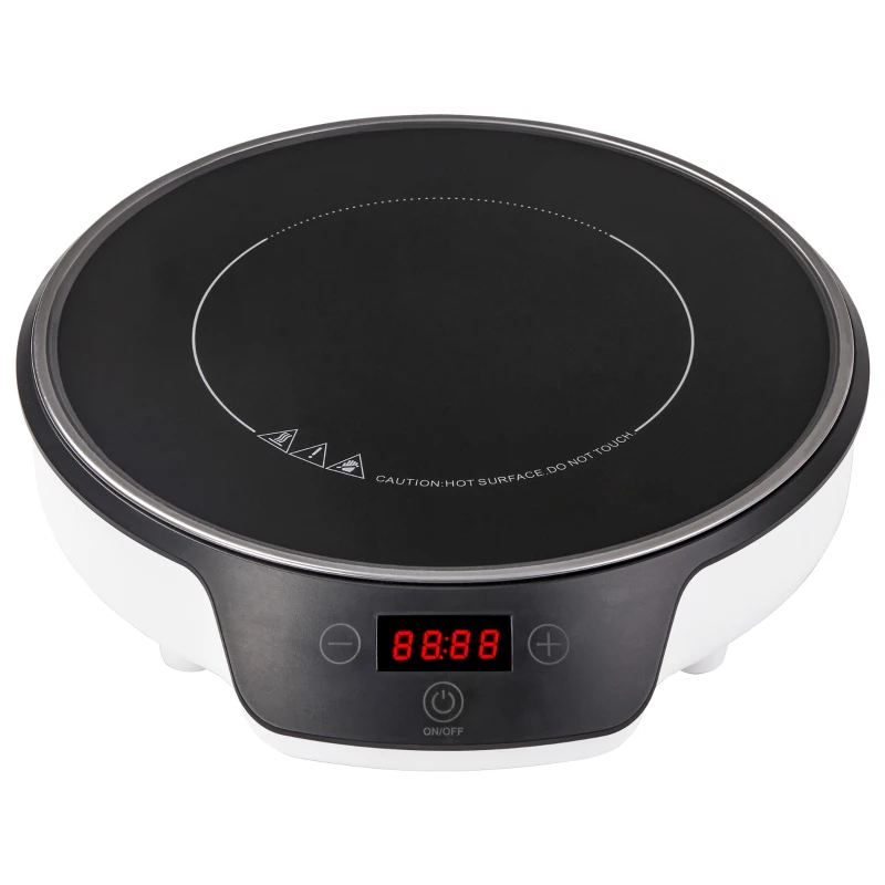 HOMCOM Portable Induction Cooktop, 1500W Electric Countertop Burner with LCD Display and Sensor Touch, Induction Hot Plate with 8 Power Settings and Crystal Glass, Black