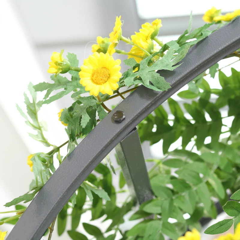 Outsunny 6.7' Steel Garden Arch Arbor with Scrollwork Hearts, Planter Boxes for Climbing Vines, Ceremony, Weddings, Party, Backyard, Lawn, Gray