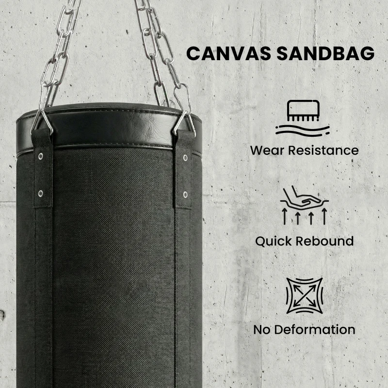 Soozier Punching Bag with Stand for Adults, 72.8"-90.9" Height Adjustable Freestanding Boxing Stand with Canvas Sandbag, Black