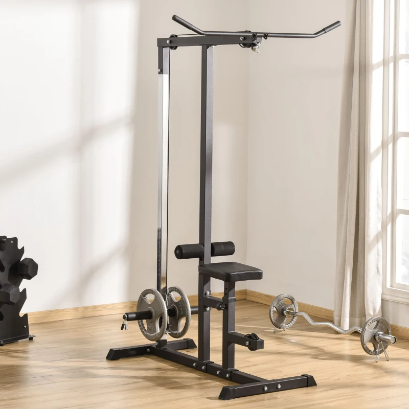 Soozier Power Rack Exercise Pulldown Weight Machine with 5 Adjustable Cable Positions for Strengthening Many Muscle Groups Home Gym, 41" x 47" x 71"