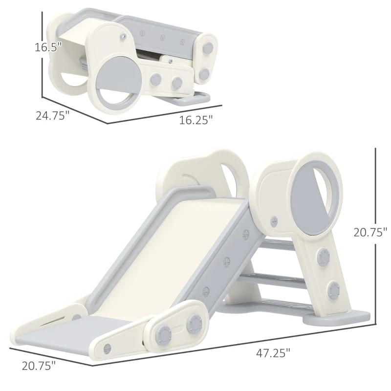 Qaba Toddler Slide, Indoor Foldable Kids Slide for 1.5-3 Years Old, Gray