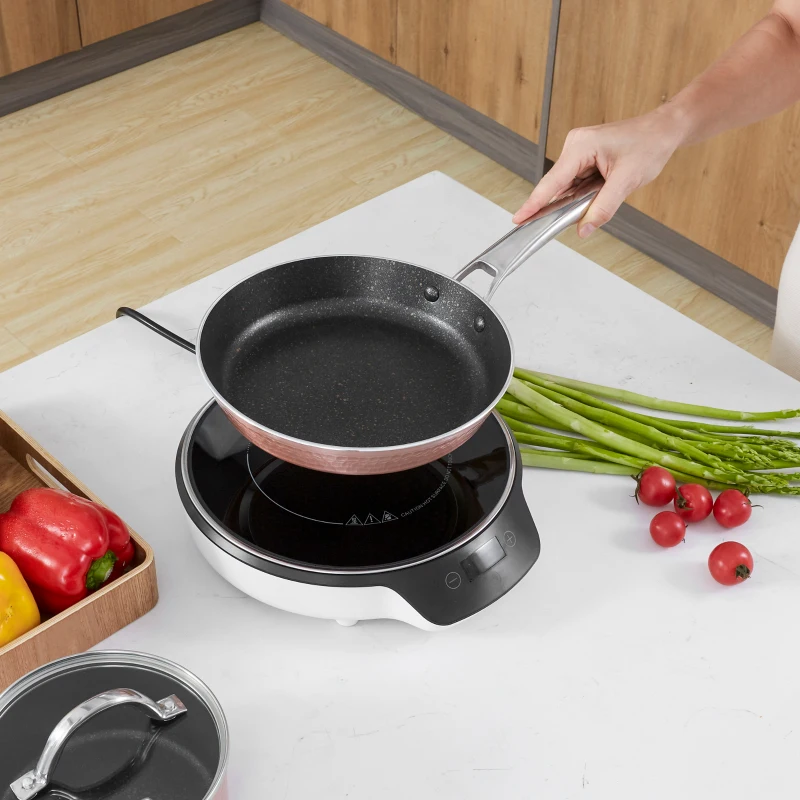 HOMCOM Portable Induction Cooktop, 1500W Electric Countertop Burner with LCD Display and Sensor Touch, Induction Hot Plate with 8 Power Settings and Crystal Glass, Black