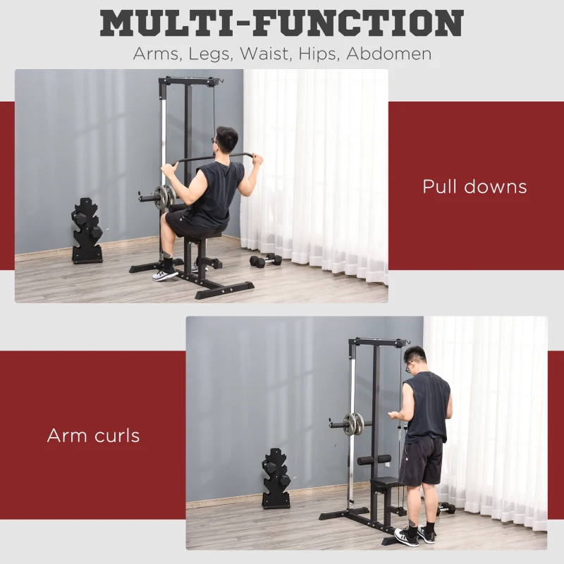 Soozier Power Rack Exercise Pulldown Weight Machine with 5 Adjustable Cable Positions for Strengthening Many Muscle Groups Home Gym, 41" x 47" x 71"