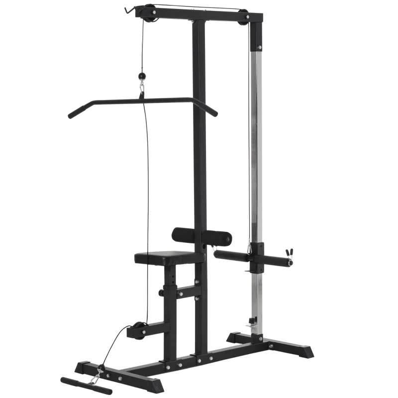 Soozier Power Rack Exercise Pulldown Weight Machine with 5 Adjustable Cable Positions for Strengthening Many Muscle Groups Home Gym, 41" x 47" x 71"