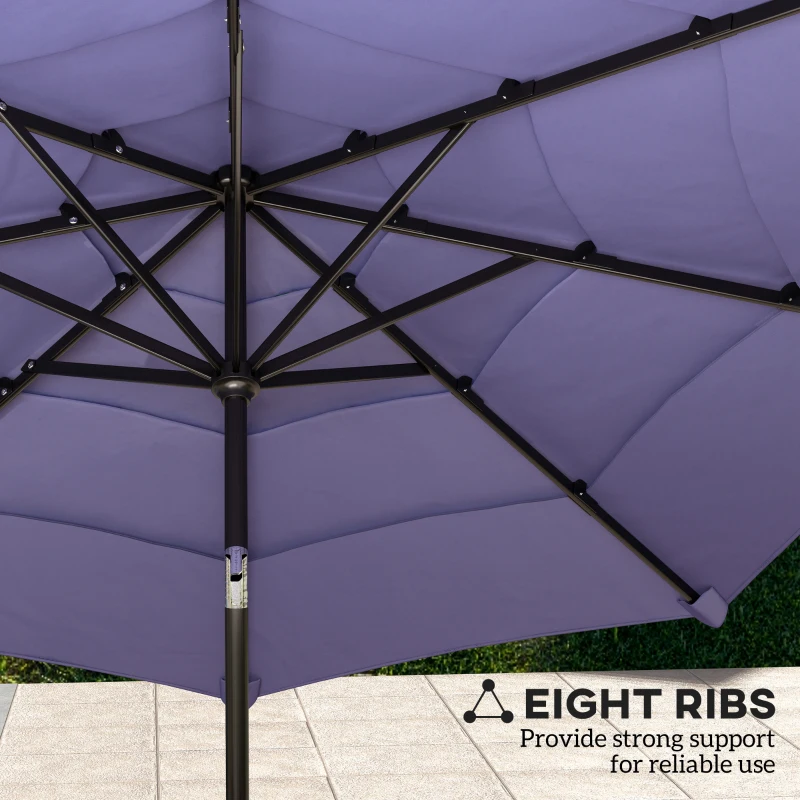 Outsunny 10.7FT Patio Umbrella with 8 Ribs, Crank, Push Button Tilt, Air Vents, for Backyard, Deck and Lawn, Purple