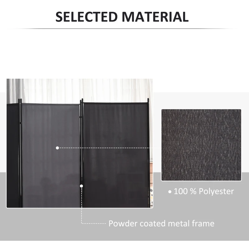 HOMCOM 6' 3 Panel Room Divider, Double Hinged Folding Wall Divider, Indoor Privacy Screen for Home Office,  Charcoal Grey