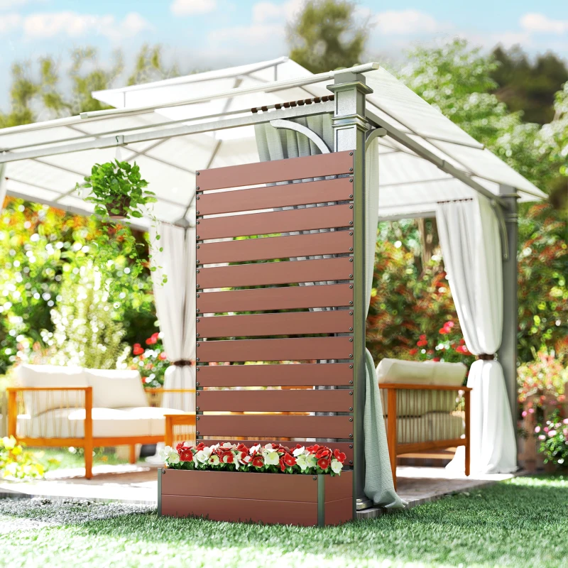 Outsunny Trellis Planter for Climbing Plants, Raised Garden Bed with Trellis, Planter Box for Outdoor Garden, Light Brown