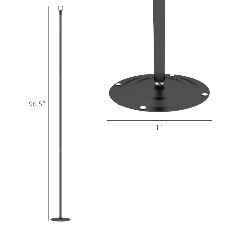 Outsunny 4 Pack of 8' String Light Poles, Steel Hanging Lighting Stand for Patio, Backyard, Deck, Wedding, Party, Black