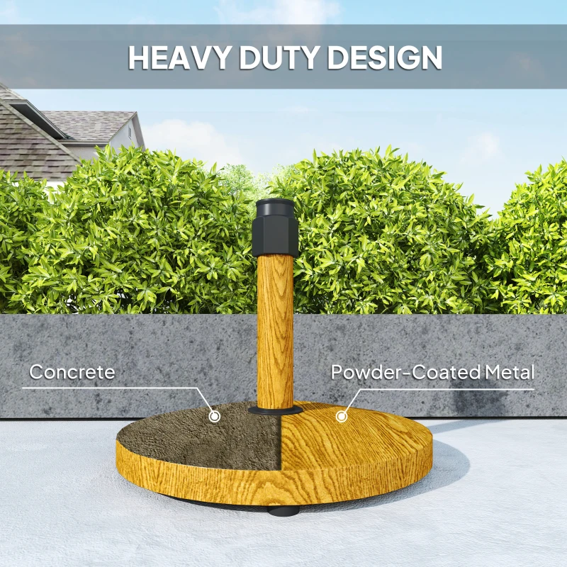 Outsunny Patio Umbrella Base Holder, Outdoor Umbrella Base with Adjustable Pads, Heavy Duty Patio Umbrella Stand Base for Garden, Poolside, Nature Wood