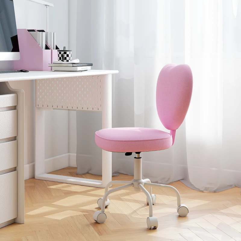HOMCOM Heart Love Shaped Back Design Office Chair with Adjustable Height, Pink