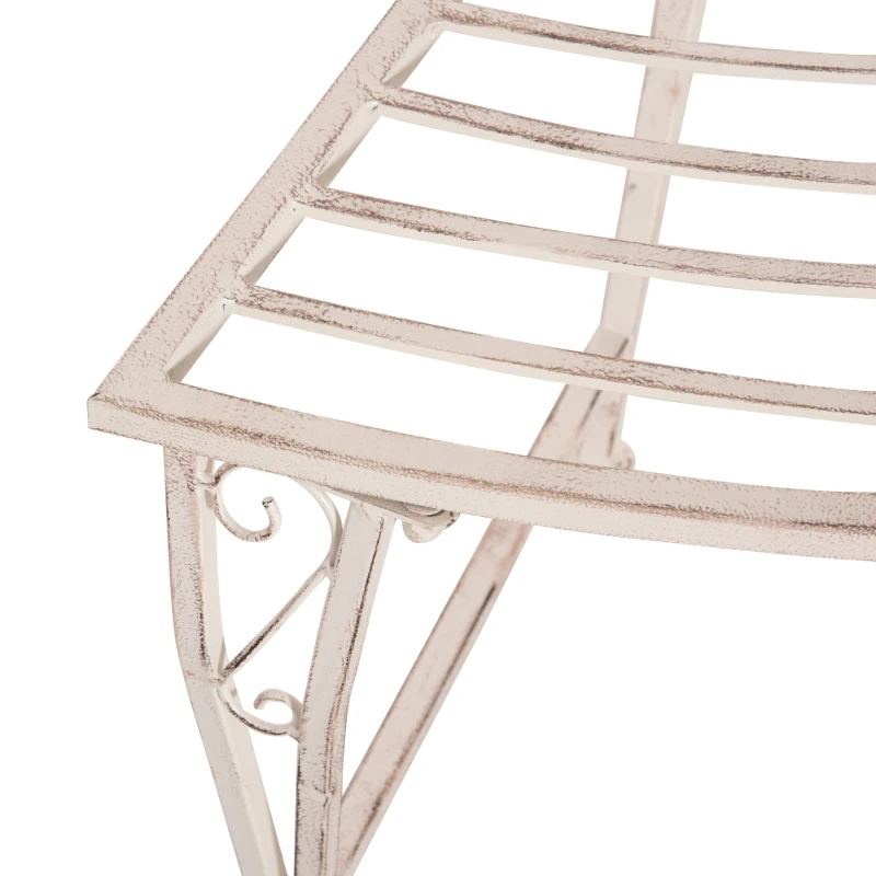 Outsunny Garden Half Round Tree Bench Antique 4-Seat Semi-circular Bench for Backyard, Park, Party, White