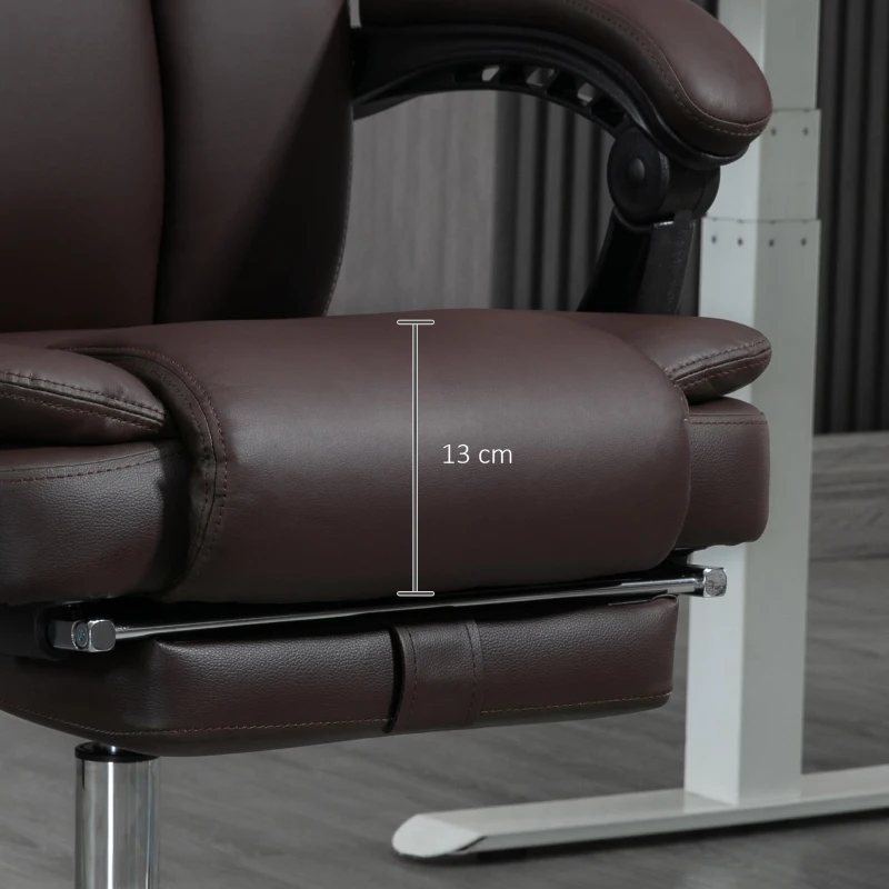 Vinsetto 6 Point Vibration Massage Office Chair, PU Leather Reclining Computer Chair with Adjustable Height, Brwon