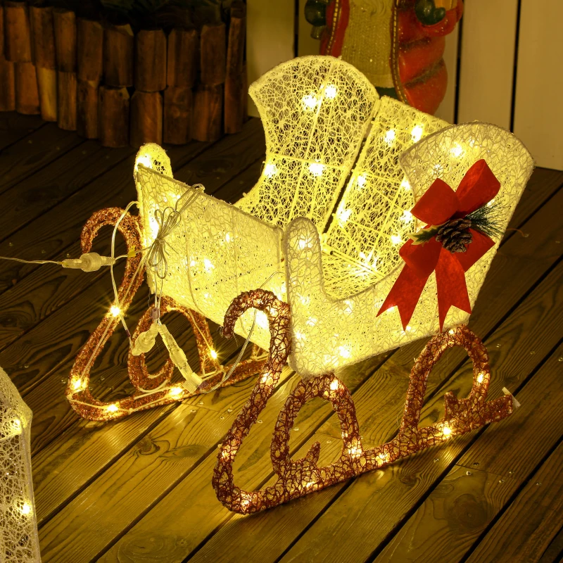 Outsunny Outdoor Lighted Deer Xmas Decor, Light Up Reindeer Christmas Decoration w/ 170 LED Lights for Holiday, Garden, White