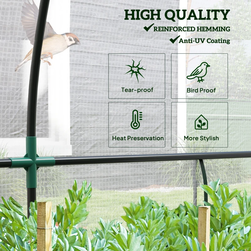 Outsunny Walk-in Lean-to Greenhouse, Outdoor Gardening Green House with Zipper Roll-up Doors and Window, 10' x 3' x 5', White