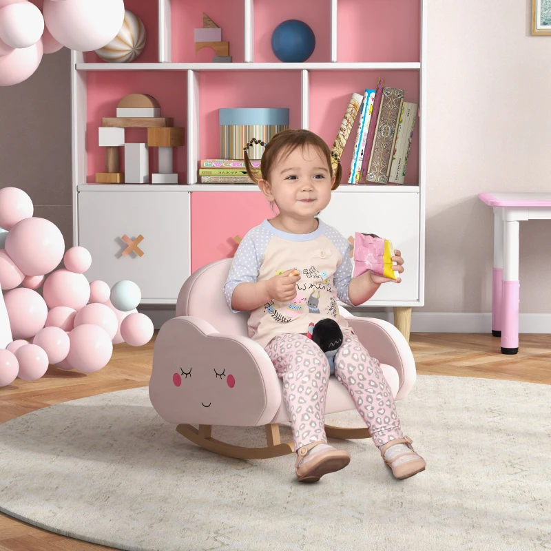 Qaba Rocker Armchair for Nursery Playroom Preschool for 1.5-5 Years, Pink