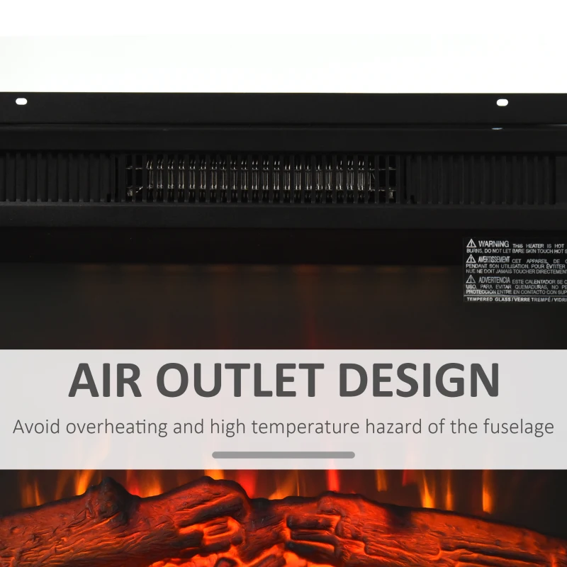HOMCOM Electric Fireplace Insert for Wood Cabinets with Realistic Flame Effect and Automatic Shut-Off, Black