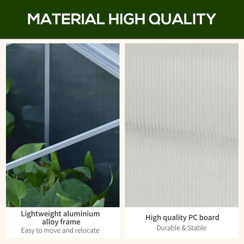 Outsunny 71" Outdoor Cold Frame with Adjustable Roof, Mini Greenhouse with Polycarbonate Panels, and Rain Resistant Aluminum Frame, Small Nursery for Seedlings, Herbs & Flowers