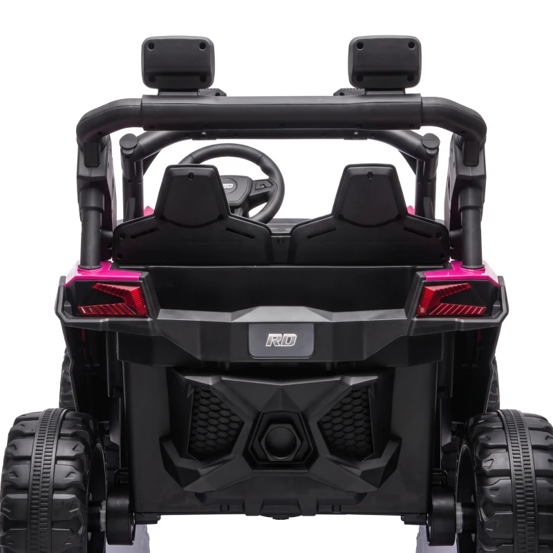 Qaba 24V 2 Seater Ride On Truck Car for Kids with Remote Control, Dual Motors, 4-Wheel Suspension, Storage for Ages 3-8, Pink
