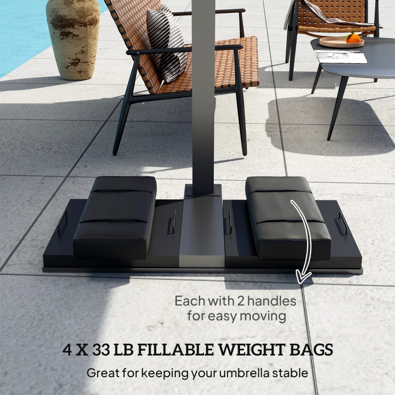 Outsunny 4PCS Patio Umbrella Base Weight Bag, Umbrella Stand Weights with Handles, 33 lbs with Sand Filling, Patio Umbrella Weights for Offset/Cantilever Umbrella Stand Base, Black