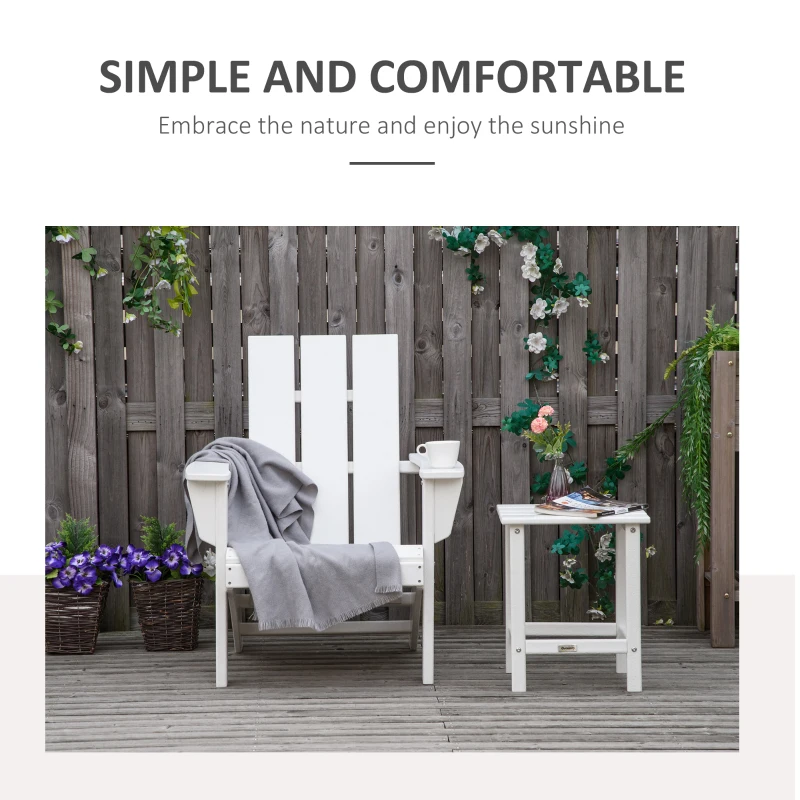 Outsunny Patio Adirondack Chair, Outdoor HDPE Fire Pit Chair, Weather Resistant Outdoor Chair with High-back, Patio Chair for Deck, Garden, Backyard, White