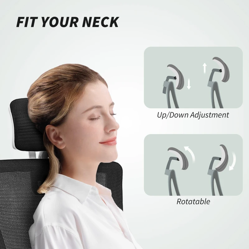 HOMCOM Ergonomic Office Chair, Swivel Desk Chair with Adjustable Lumbar Support, Headrest and Height, Flip-up Armrests, Black