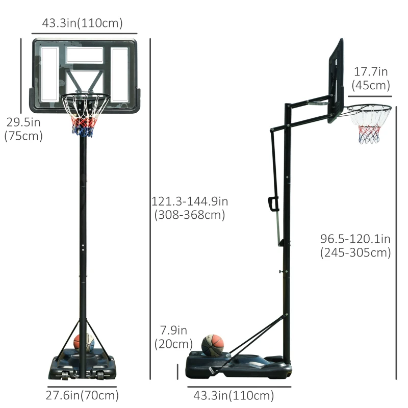 Soozier Portable Basketball Hoop System Stand Simple Lift Function from 8-10ft Adjustable for Youth Adults
