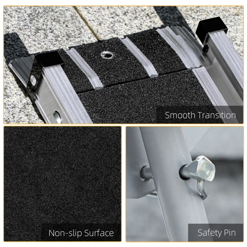 HOMCOM Telescopic Wheelchair Ramp, 8ft, 600 lbs, Aluminium Threshold Ramp, 2 Pack, for Home Steps, Mobility Scooters, Stairs