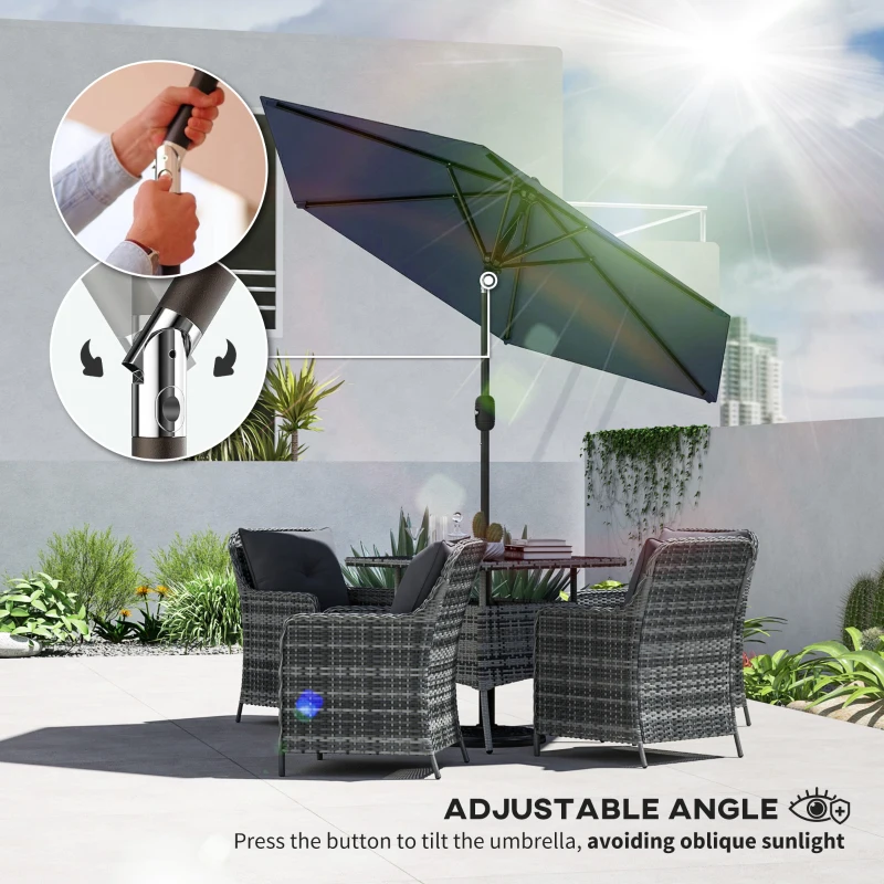 Outsunny Patio Sun Umbrella, Outdoor Parasol with 6 Ribs, Blue
