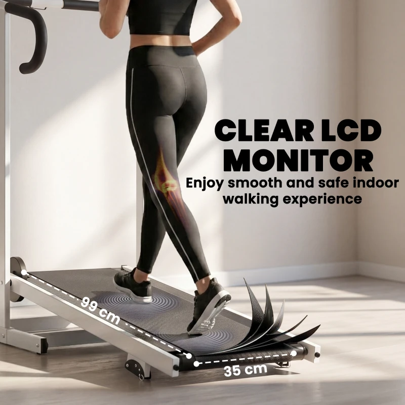 Soozier Walking Pad Treadmill with 16.5% Incline, Foldable Treadmill with LCD Monitor and Handle Bar for Home, Non-Electric