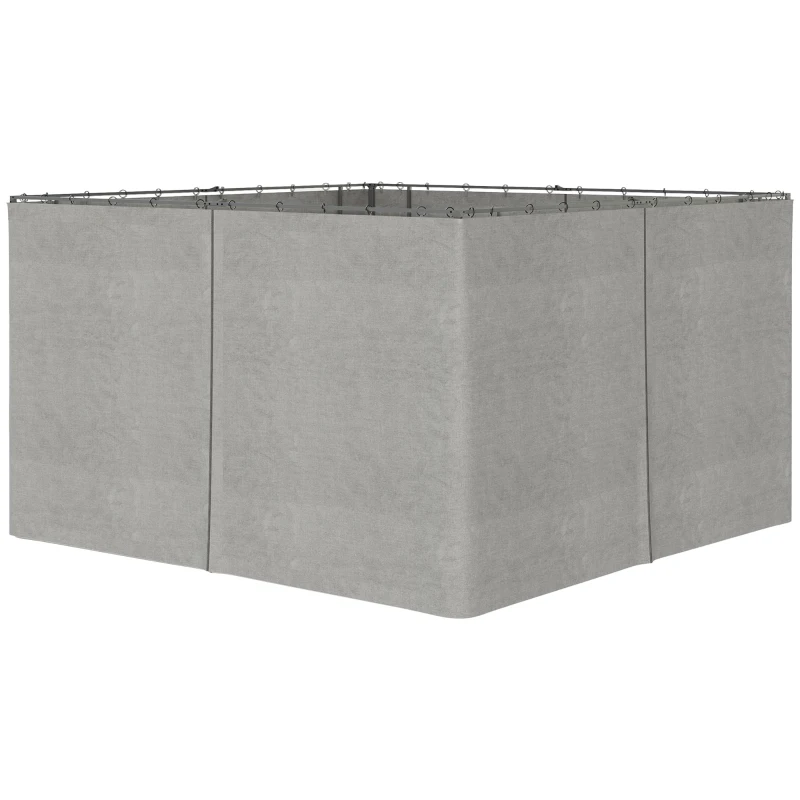 Outsunny Gazebo Curtains, 10' x 13' Universal Replacement Privacy Curtain, 4-Panels Sidewall with Hooks/C-Rings, Light Grey