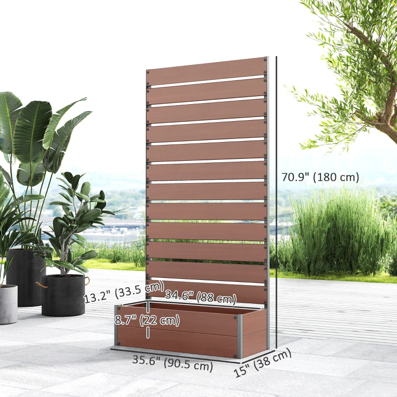 Outsunny Trellis Planter for Climbing Plants, Raised Garden Bed with Trellis, Planter Box for Outdoor Garden, Light Brown