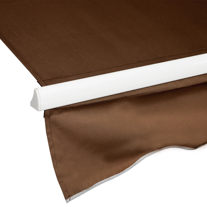 Outsunny 12' x 10' Manual Retractable Awning Outdoor Sunshade Shelter with Crank Handle for Patio, Balcony, Yard, Khaki