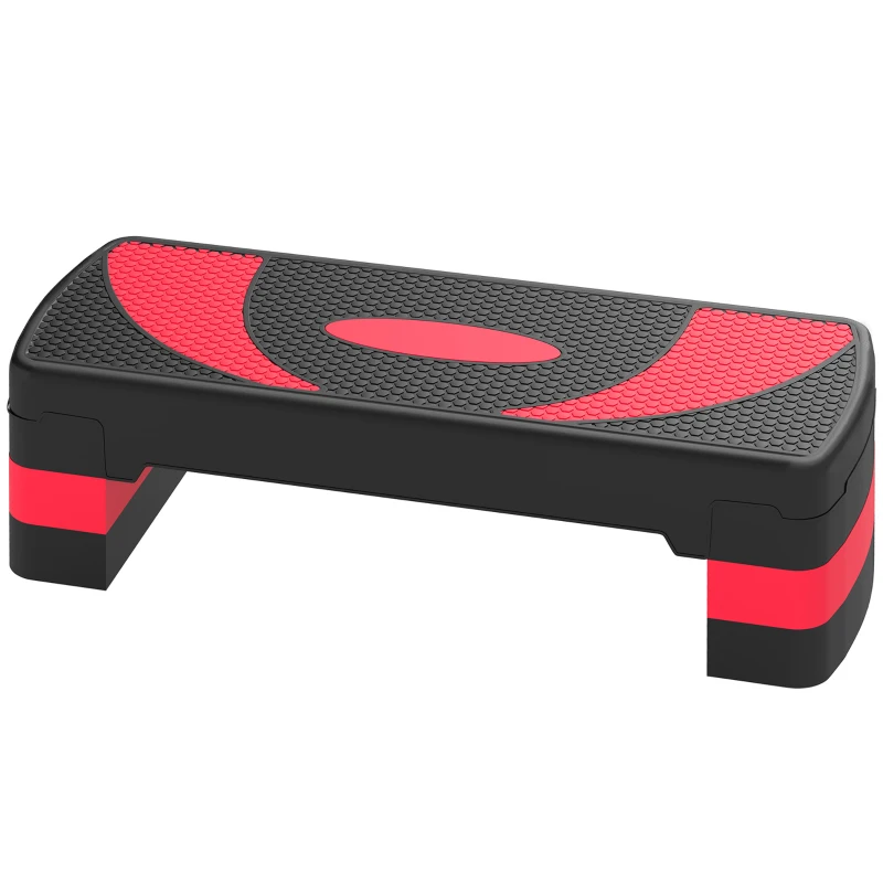 Soozier Adjustable Aerobic Stepper, Exercise Step Platform, Step Exercise Trainer, Workout Fitness Yoga Risers, 4"-6"-8", Red