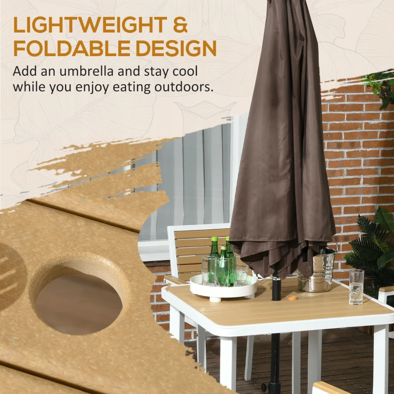 Outsunny 5pc Patio Table and Chairs Set, Aluminum Patio Dining Set w/ HDPE Materials, Umbrella Hole, Yellow