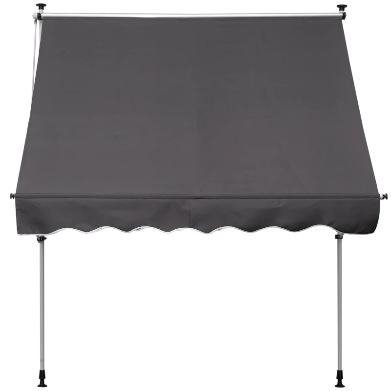 Outsunny 6.6'x5' Manual Retractable Patio Awning Window Door Sun Shade Deck Canopy Shelter Water Resistant UV Protector Grey