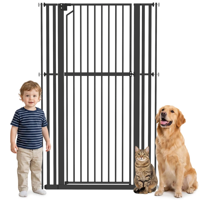 PawHut 63" Extra Tall Pet Gate 30-41" Wide Adjustable Baby Gate Pressure Mounted for Doorways, Hallways, Stairs