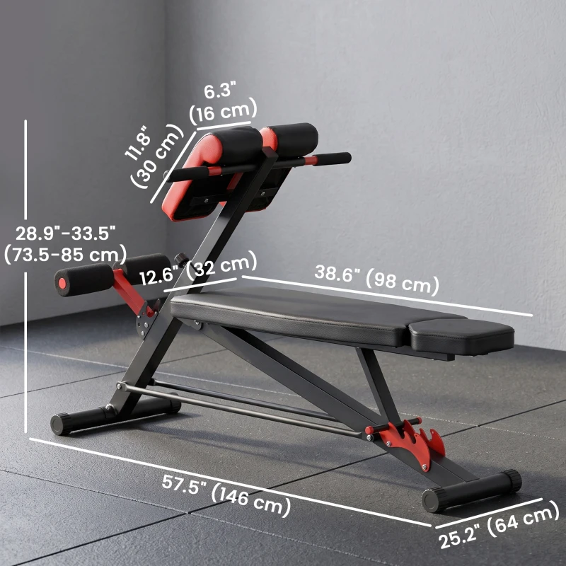 Soozier Adjustable Weight Bench Roman Chair Exercise Training Multi-Functional Hyper Extension Bench Dumbbell Bench Ab Sit up Decline Flat Black and Red