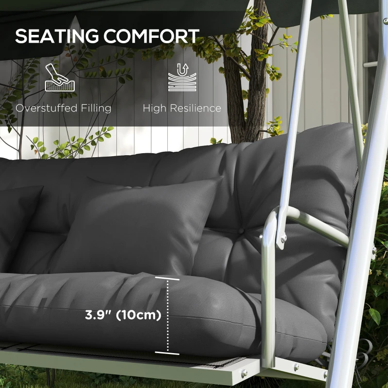 Outsunny 59" Tufted Bench Cushions & Throw Pillows, Replacement Bench Seat Pad, Back & 2 Pillows for Outdoor Furniture, Charcoal