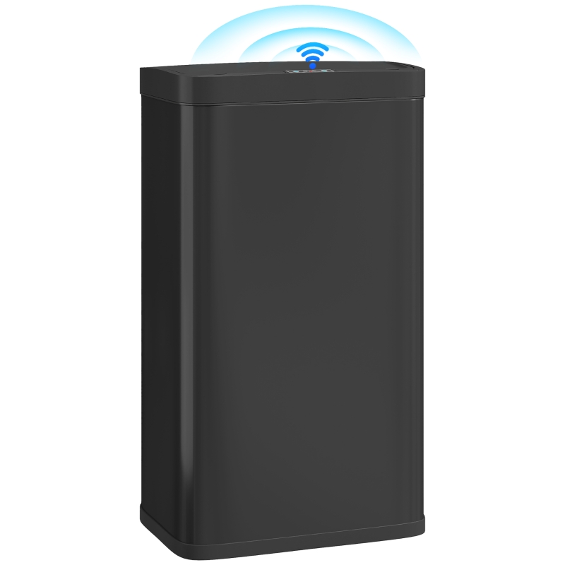 HOMCOM 12 Gallon (45 L) Sensor Can, Automatic Garbage Can with Soft-Close Lid, Fingerprint-Proof Stainless Steel, Matte Black
