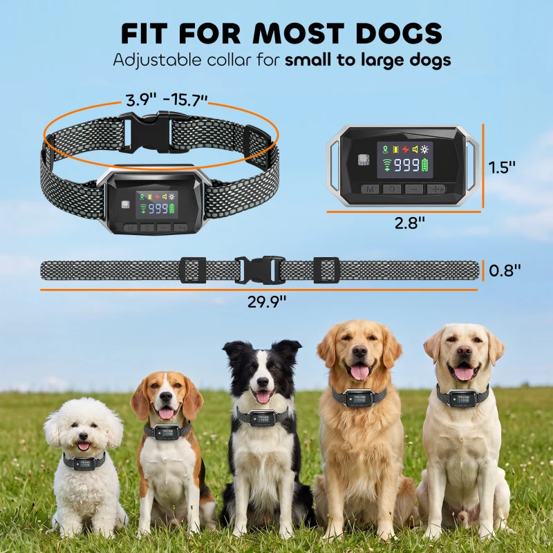 PawHut GPS Dog Training Collar IP67 Waterproof E Collar Remote Rechargeable Black