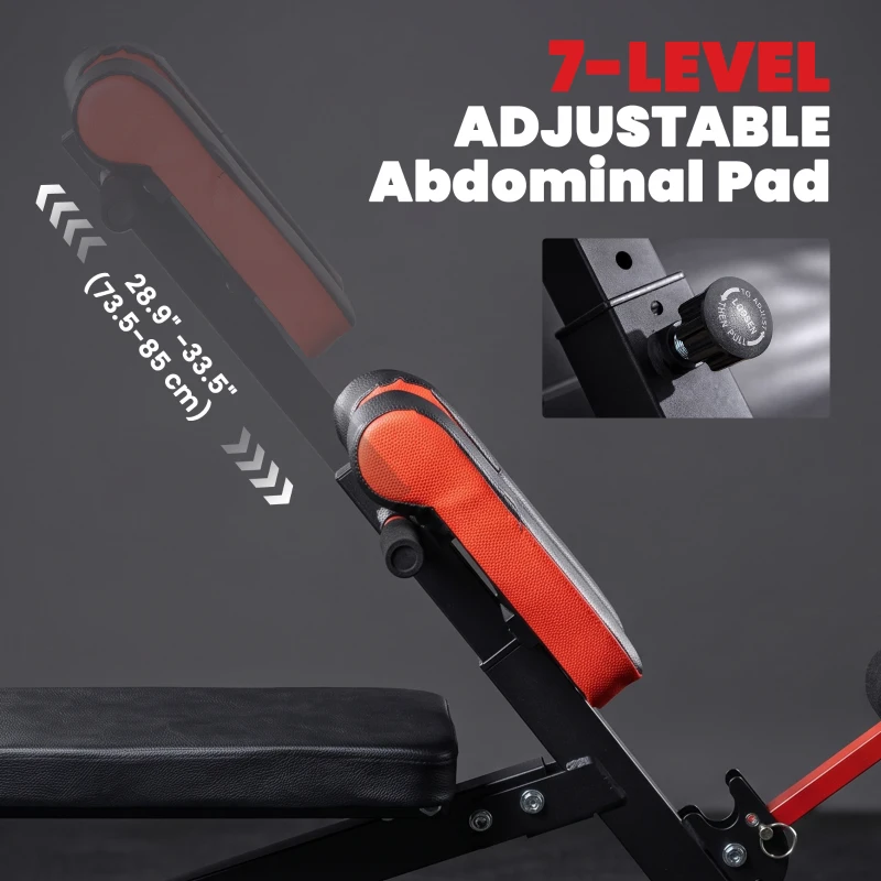 Soozier Adjustable Weight Bench Roman Chair Exercise Training Multi-Functional Hyper Extension Bench Dumbbell Bench Ab Sit up Decline Flat Black and Red