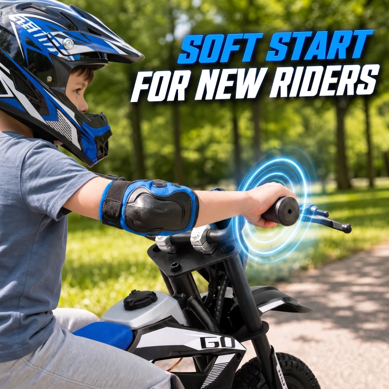 Qaba 36V Electric Dirt Bike for Kids with Brushless Motor, Up to 9.9 MPH, Inflatable Tires and Rear Suspension, Black