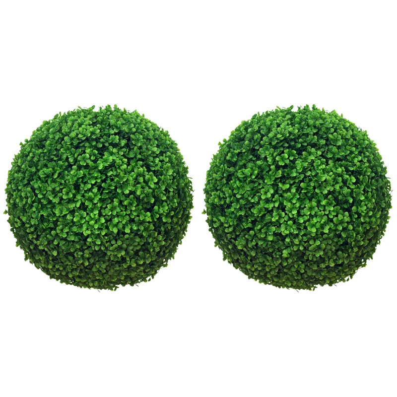 HOMCOM 2 Pack Artificial Tree Boxwood Topiary Balls, 15.7 Inch